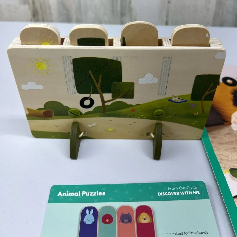 Kiwi Co Panda Crate Peek A Boo Animal Match Up Double Sided Puzzle